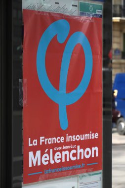 Paris, Fransa - 19 Mart 2019: La Fransa Insoumise Jean-Luc Mlenchon Poster. 