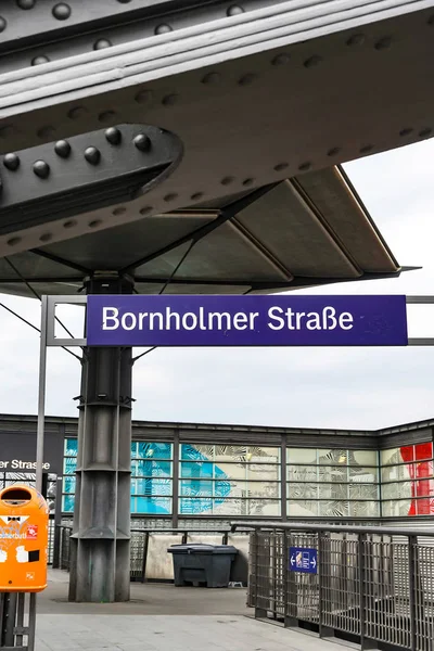 Berlin Germany April 2019 Berlin Bornholmer Strasse Bahn Station Sign — Stock Photo, Image
