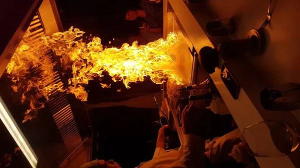 Flammkuchen Offener Küche Eines Restaurants — Stockfoto