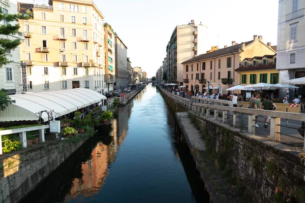 Milão Itália Julho 2018 Naviglio Grand Canal Navigli Era Sistema — Fotografia de Stock