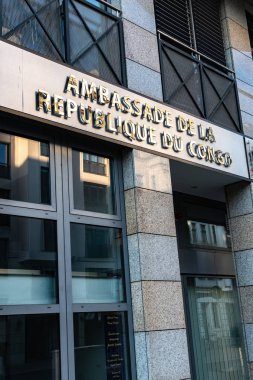 Berlin, Almanya - 19 Nisan 2019: Kongo Cumhuriyeti Büyükelçiliği binası, Ambassade de la Rplubique Dmocratique du Kongo