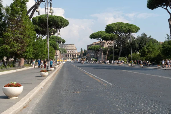 Roma Itália Agosto 2018 Dei Fori Imperiali Estrada Centro Cidade — Fotografia de Stock