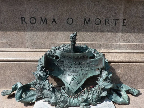 Roma Italia Agosto 2018 Detalle Del Monumento Dedicado Giuseppe Garibaldi —  Fotos de Stock