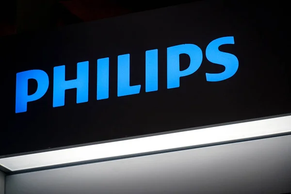 Berlín Alemania Marzo 2019 Señalización Philips Empresa Holandesa Tecnología Con — Foto de Stock