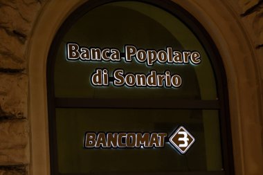 Roma, İtalya - 18 Şubat 2019: Banca Popolare di Sondrio bank şubesi dış. Banca Popolare di Sondrio S.C.p.A. (Bpso) Bir İtalyan bankası