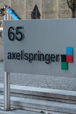 Berlin, Germany - April 18, 2019: Axel Springer SE headquarters in Kreuzberg district. The Axel Springer AG is a German digital publishing company, responsible among others of the newspaper 'die Welt'