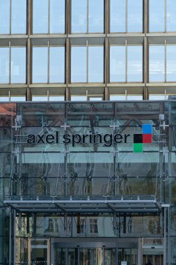 Berlin, Germany - April 18, 2019: Axel Springer SE headquarters in Kreuzberg district. The Axel Springer AG is a German digital publishing company, responsible among others of the newspaper 'die Welt'