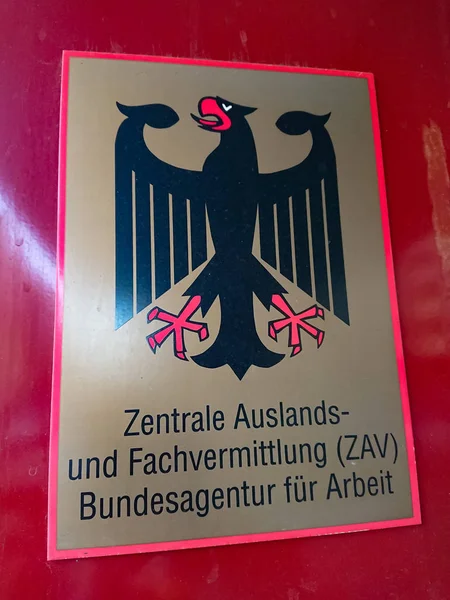 Berlín Alemania Abril 2019 Signo Zentrale Auslands Und Fachvermittlung Zav — Foto de Stock