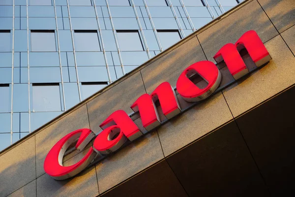 Berlín Alemania Junio 2019 Canon Signage Corporación Multinacional Japonesa Que — Foto de Stock