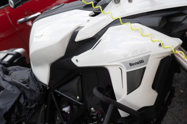 Roma, İtalya - 2 Eylül 2018: Benelli motosiklet. 1911 yılında kurulan Benelli, İtalyan motosiklet üreticilerinin en eskilerinden biridir.