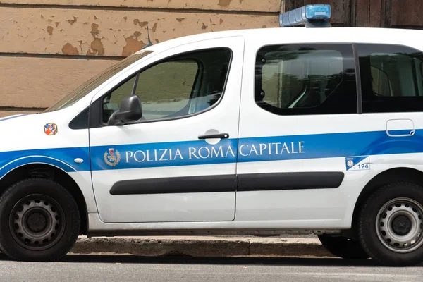 Rom Italien September 2018 Italiensk Polizia Locale Roma Capitale Bil - Stock-foto