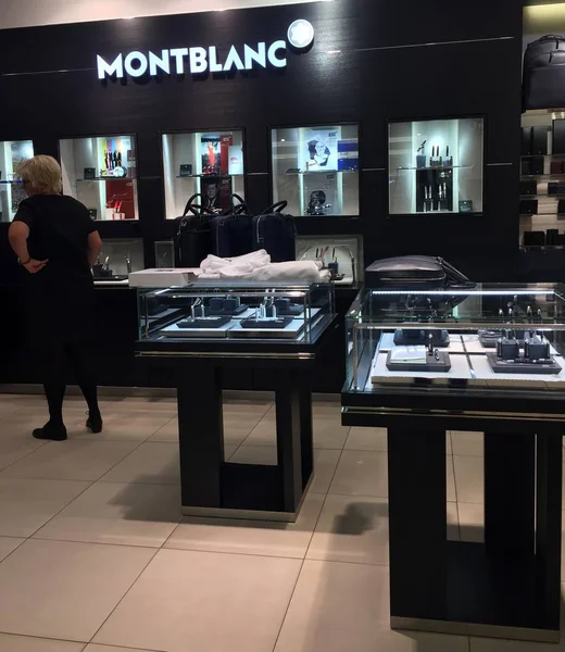 Berlin Németország Október 2018 Montblanc Store Belső Montblanc International Egy — Stock Fotó