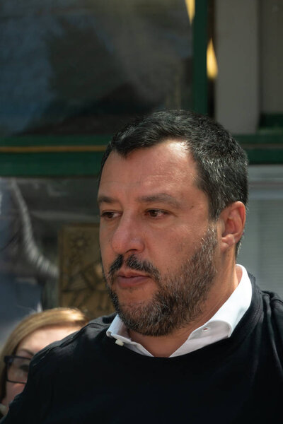 Rome, Italy - July 17, 2019: Matteo Salvini, Deputy Prime Minister of Italy and Minister of the Interior since June 2018. He has also been Federal Secretary of the Northern League since December 2013