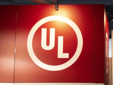 Berlin, Almanya - 19 Haziran 2018: Sign of Ul International Ttc Gmbh, Termoplastlar, elastomerler, termosetler ve kompozitlerin test ve belgelendirmesini sağlayan Alman şirketi