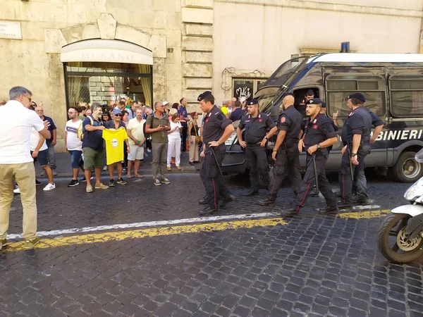 Roma Itália Agosto 2019 Multidão Pessoas Apoiando Partido Político Movimento — Fotografia de Stock