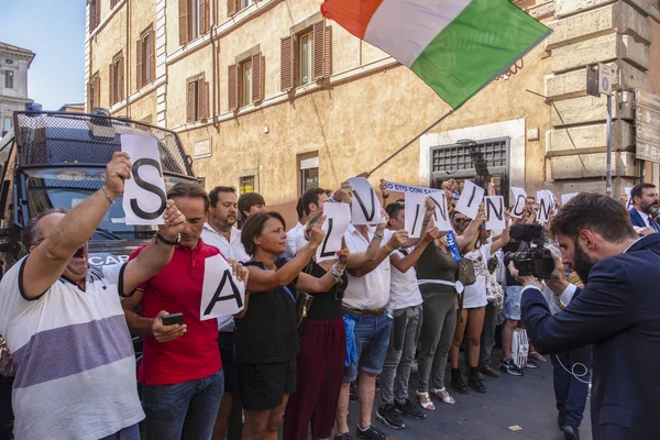 Roma Italia Agosto 2019 Los Partidarios Del Viceprimer Ministro Italiano — Foto de Stock