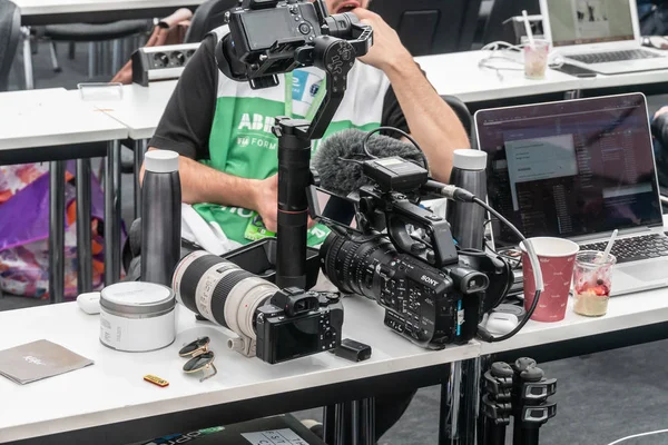 Berlijn Duitsland Mei 2019 Sony Professionele Handycam Camcorder Sony Corporation — Stockfoto