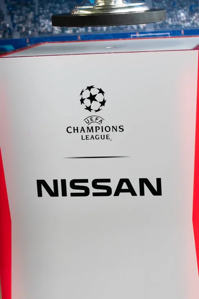 Berlin Németország Május 2019 Logo Nissan Hivatalos Globális Autóipari Támogatója — Stock Fotó
