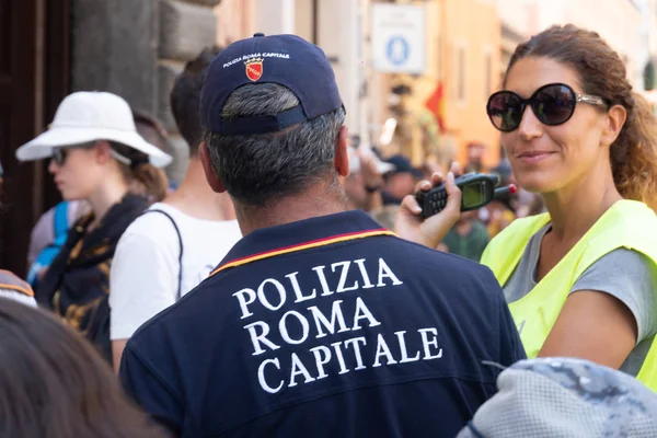 Roma Italia Agosto 2019 Oficiales Italianos Polizia Locale Roma Capitale — Foto de Stock