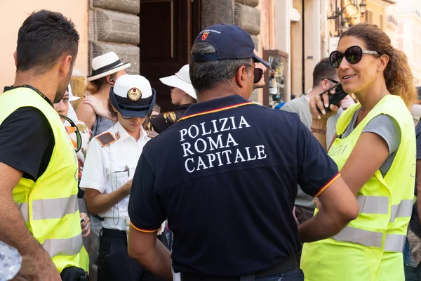 Roma Itália Agosto 2019 Oficiais Italianos Polizia Locale Roma Capitale — Fotografia de Stock
