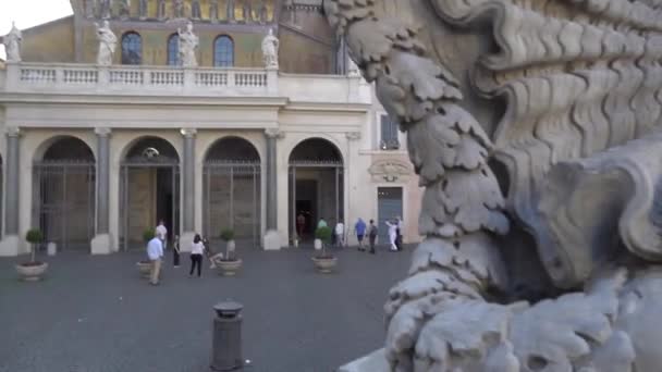 Brunnen Auf Der Piazza Santa Maria Trastevere Rom Italien Wird — Stockvideo