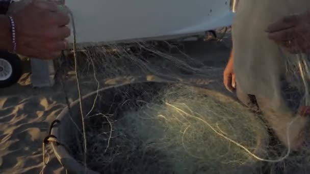 Pêcheurs Tirant Réparant Les Filets Pêche Traditionnels Main — Video