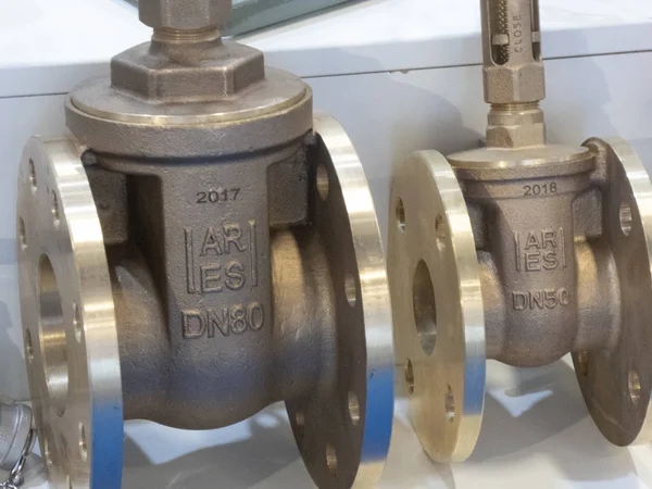 Berlin Germany June 2018 Pipe Flanged Gate Valves Turkish Company — Stock Photo, Image