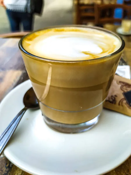 Espresso Macchiato Kaffee Einer Glasschale — Stockfoto