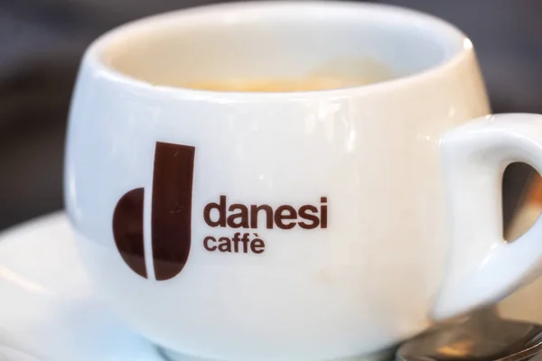 Rom Italien September 2019 Danesi Logo Auf Einer Kaffeetasse Die — Stockfoto