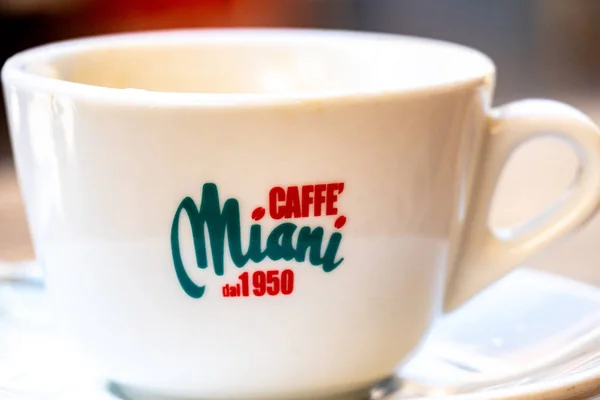 Rom Italien September 2019 Miani Logo Auf Einer Kaffeetasse Die — Stockfoto