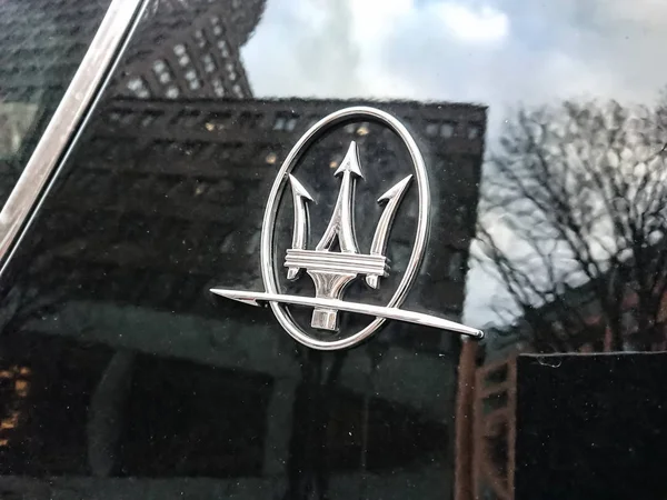 Berlim Alemanha Março 2019 Logotipo Tridente Empresa Automóveis Maserati Logotipo — Fotografia de Stock