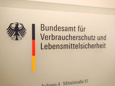 Berlin, Almanya - 17 Ekim 2018: Bundesamt fr. Verbraucherschutz und Lebensmittelsicherheit, Almanya Federal Tüketiciyi Koruma ve Gıda Güvenliği Ofisi