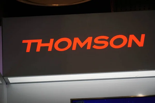 Berlín Alemania Marzo 2019 Banner Thomson Television Marca Comercializada India — Foto de Stock