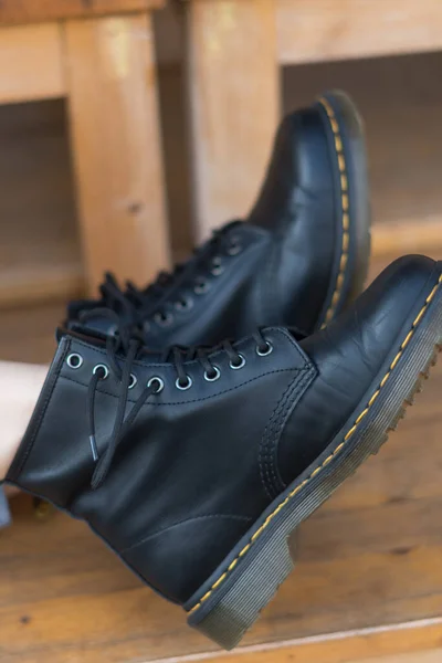 Black Lace Combat Boots — Stock Photo, Image