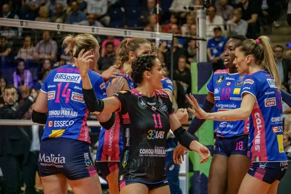 Berlin, Almanya - 21 Mayıs 2019: Voleybol oyuncusu Stefania Sansonna, İtalyan bayan kulübü Igor Gorgonzola Novara, AGIL Volley 'nin bir parçası, CEV Şampiyonlar Ligi Volley 2019 Süper Finali sırasında