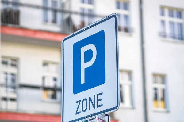 Blue White Parking Zone Sign — Stock Photo, Image