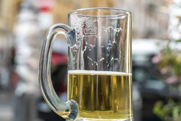 Beer Tankard Glass White Foam Selective Focus — Stock Photo, Image