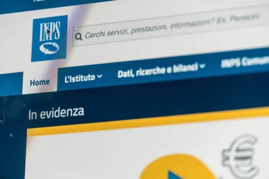 Roma, İtalya - 18 Haziran 2020: Istituto nazionale della previdenza sociale, Ulusal Sosyal Güvenlik Enstitüsü, İtalyan kamu emeklilik sisteminin ana kuruluşu