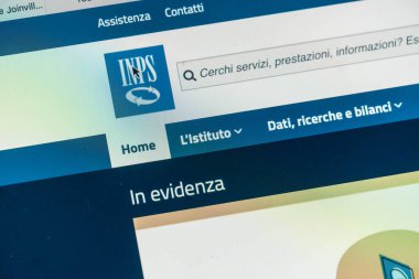 Rome, Italy - June 18, 2020: Website home page of the Istituto nazionale della previdenza sociale, National Institute for Social Security, the main entity of the Italian public retirement system clipart