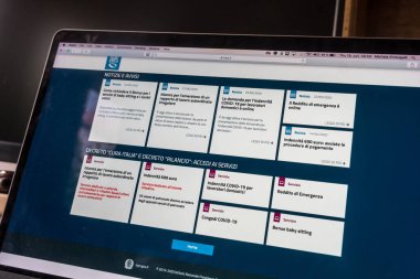 Roma, İtalya - 18 Haziran 2020: Istituto nazionale della previdenza sociale, Ulusal Sosyal Güvenlik Enstitüsü, İtalyan kamu emeklilik sisteminin ana kuruluşu