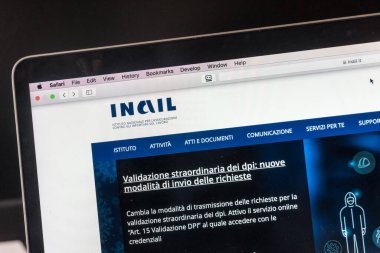 Roma, İtalya - 18 Haziran 2020: Istituto Nazionale 'nin l' Assicurazione contro gli Infortune i sul Lavoro - INAIL, İtalyan Ulusal İş Kazalarına Karşı Sigorta Enstitüsü
