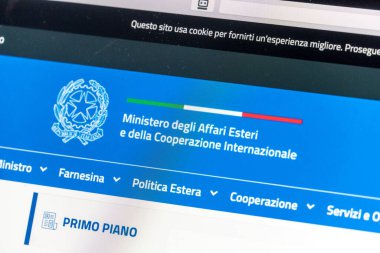 Roma, İtalya - 18 Haziran 2020: İtalya Dışişleri ve Uluslararası İşbirliği Bakanlığı 'nın web sitesi, İtalya Cumhuriyeti Hükümeti Dışişleri Bakanlığı