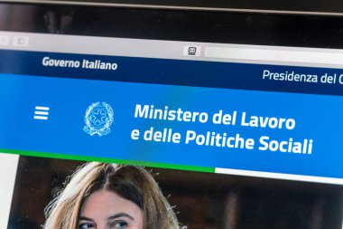 Roma, İtalya - 18 Haziran 2020: İtalya Çalışma ve Sosyal Politikalar Bakanlığı 'nın ana sayfası, İtalya Cumhuriyeti Hükümeti Bakanlığı