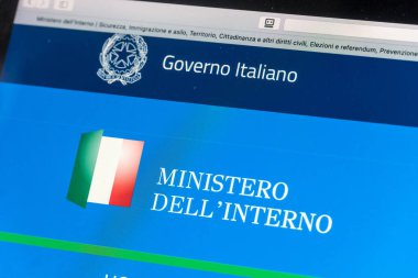 Roma, İtalya - 18 Haziran 2020: İtalya İçişleri Bakanlığı 'nın bir devlet dairesi olan web sitesi