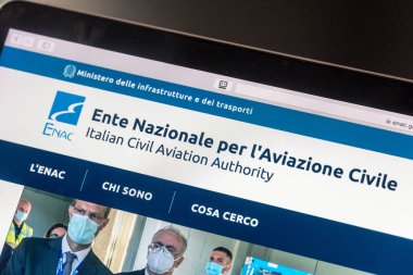 Roma, İtalya - 18 Haziran 2020: İtalyan Sivil Havacılık Dairesi 'nin ana sayfası, Enac, İtalya Ulusal Havacılık Dairesi