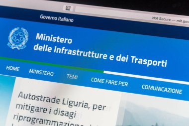 Roma, İtalya - 18 Haziran 2020: İtalya Altyapı ve Ulaştırma Bakanlığı 'nın web sitesi, İtalya Cumhuriyeti ulaştırma bakanlığı