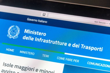 Roma, İtalya - 18 Haziran 2020: İtalya Altyapı ve Ulaştırma Bakanlığı 'nın web sitesi, İtalya Cumhuriyeti ulaştırma bakanlığı