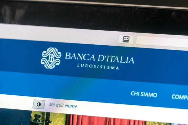 Rom Italien Juni 2020 Bank Italy Hemsida Internet Italiens Centralbank — Stockfoto