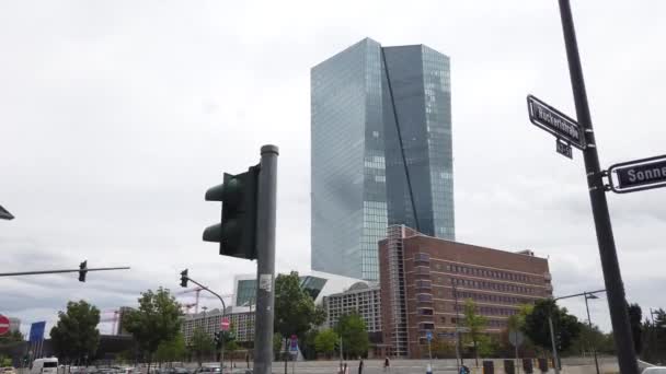 Frankfurt Main Tyskland Juni 2020 Europeiska Centralbankens Säte — Stockvideo
