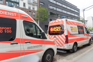 Frankfurt am Main, Almanya - 28 Haziran 2020: ASB Arbeiter Samariter Bund, İşçi Samaritan Federasyonu, Alman Yardım ve Refah Örgütü